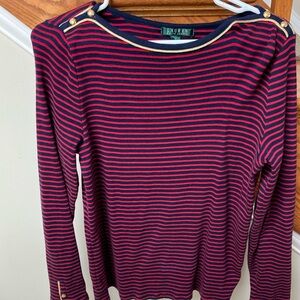 Lauren Striped Red and Navy Top